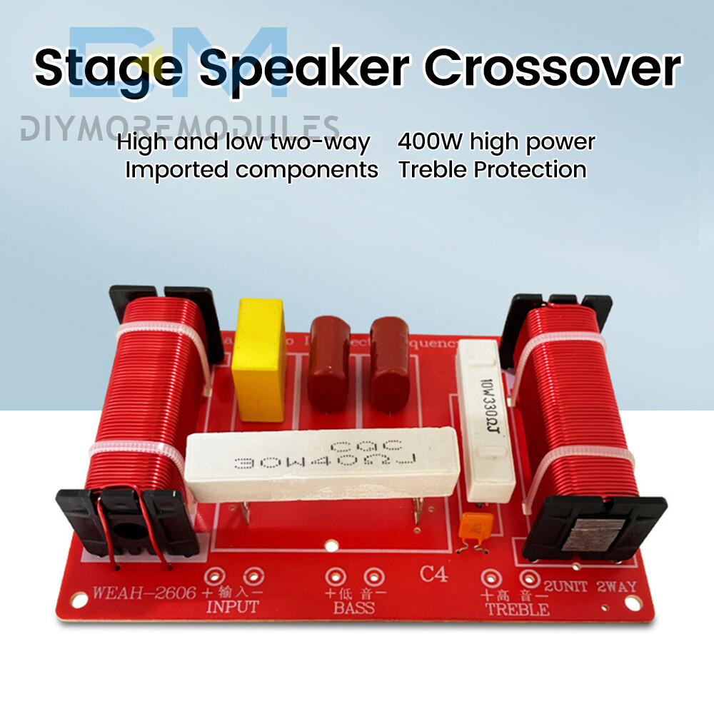 Adjustable 2 Way Crossover Filter Universal Audio Speaker Frequency Divider 400W