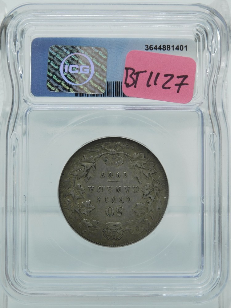 1907 GRADED CANADA 50 CENT ~ ICG EF40 (BT1127)