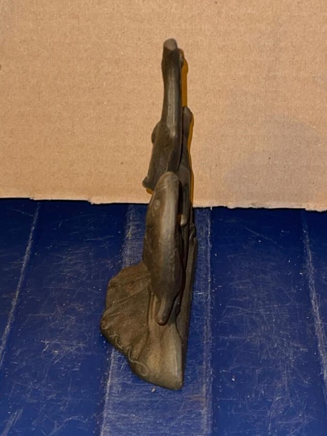 Cast Iron Bronze Colored Dolphins Bookend