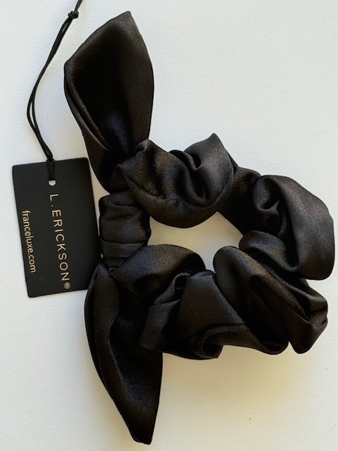 L. Erickson Seaside Bow Scrunchie 2-Pack Black/Espresso New Free Ship