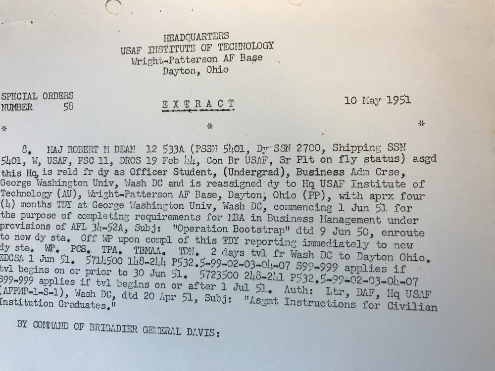 Operation Bootstrap Original Pilots Copy Documents 1951 Wright Patterson AFB