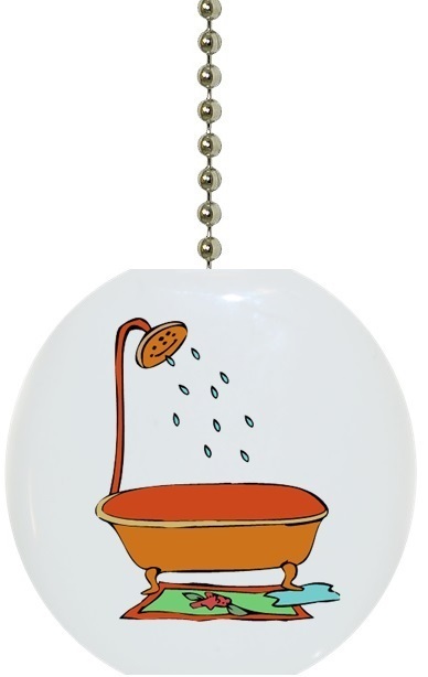 Orange Bathtub Solid CERAMIC Ceiling Fan Light Lamp Pull