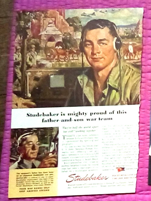 1945 Studebaker: Father and Son War Team Print Ad