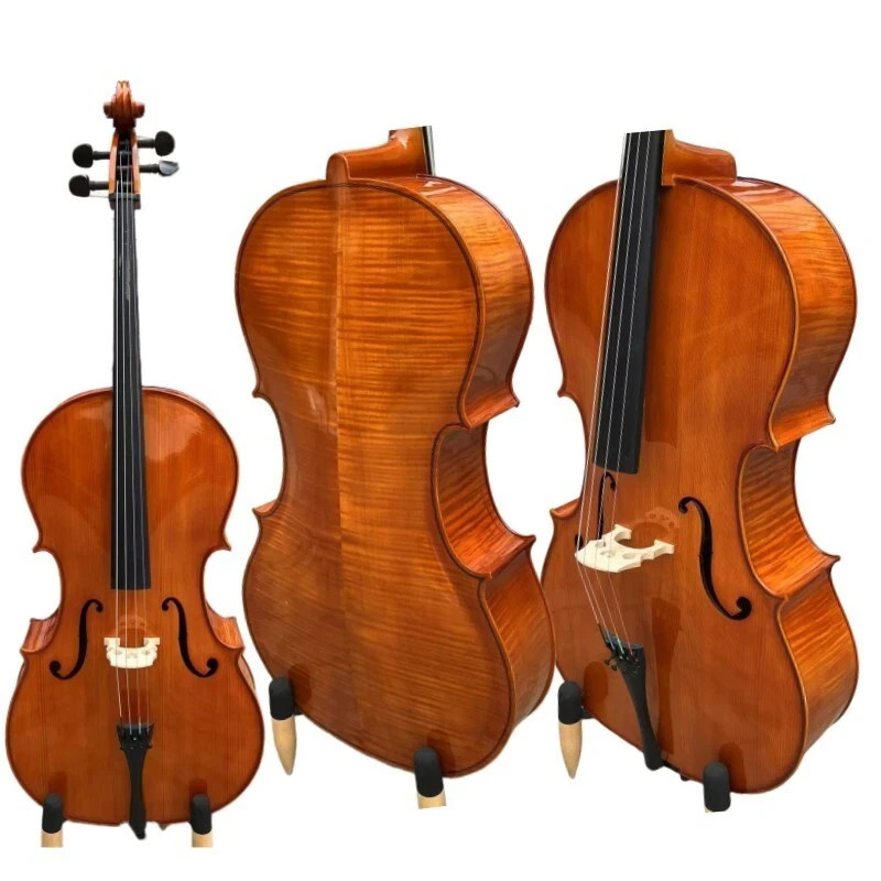Stradivarius style 4 Strings Student Cello 1/2 with bow/Bag,flame back