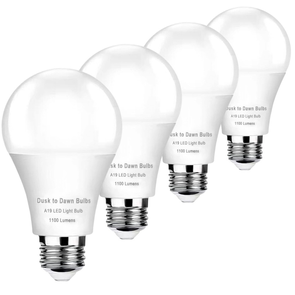 4-Pack Dusk to Dawn Light Bulbs Outdoor 75 Watt Equivalent, 4 Pack, 5000k