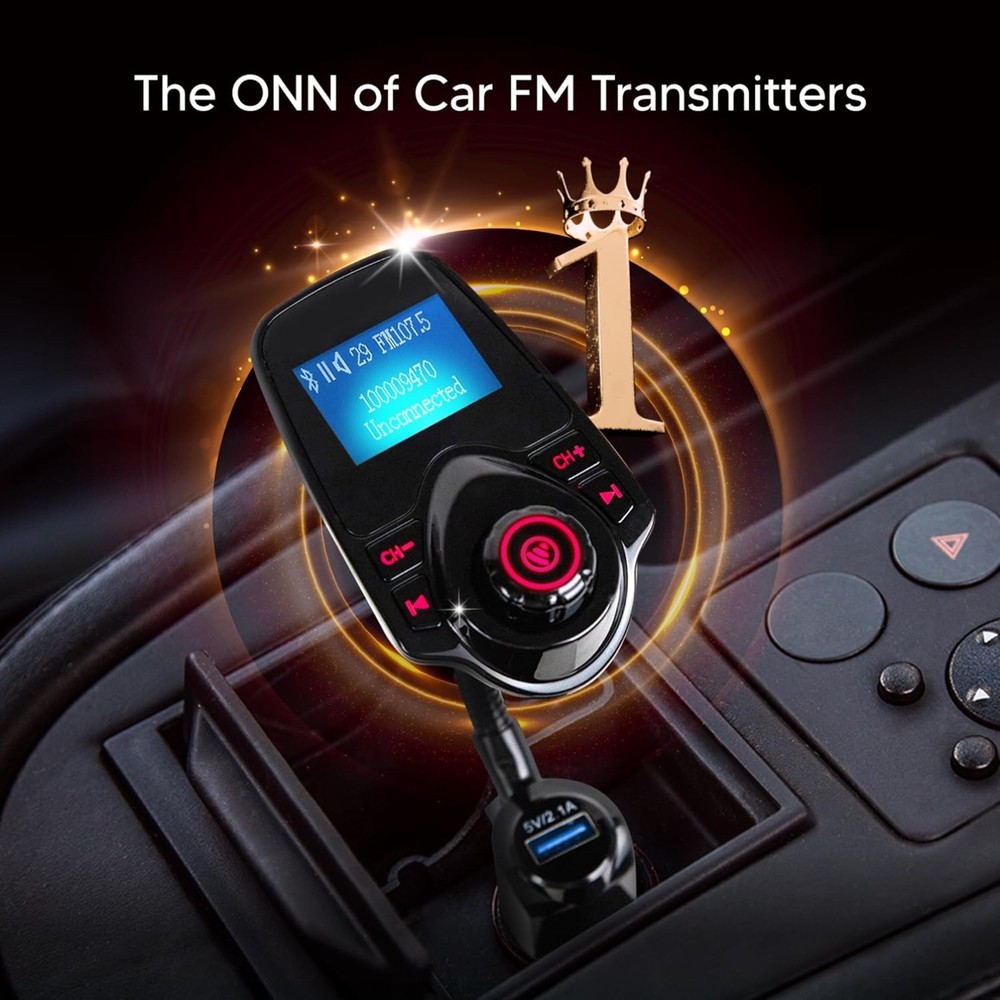 Upgraded Bluetooth Car FM Transmitter, 1.44” LCD Display,AUX & Micro SD Support