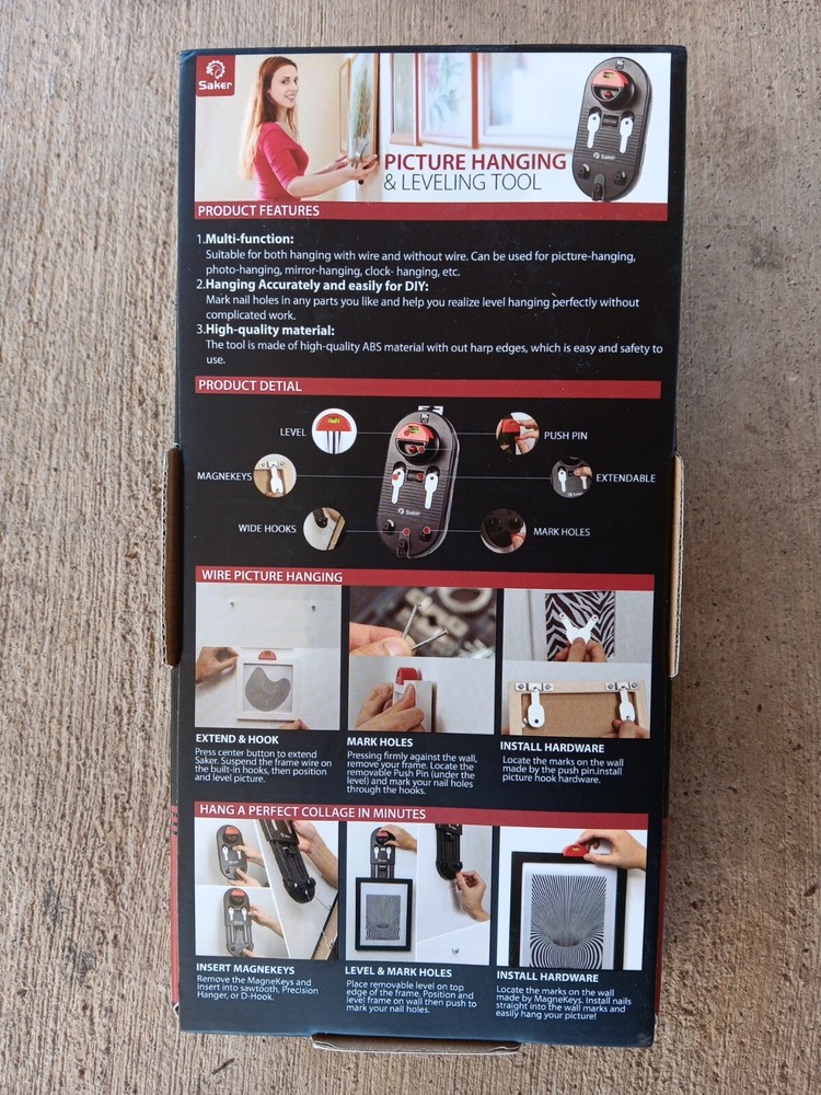 Saker Picture Hanging and Leveling Tool Kit New item.