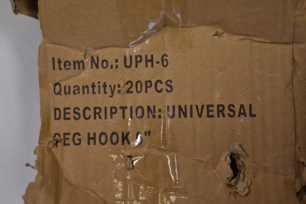 Bulk Pack Universal Peg Hooks 6" UPH-6 Black For 1/4" Pegboard Mounting Support