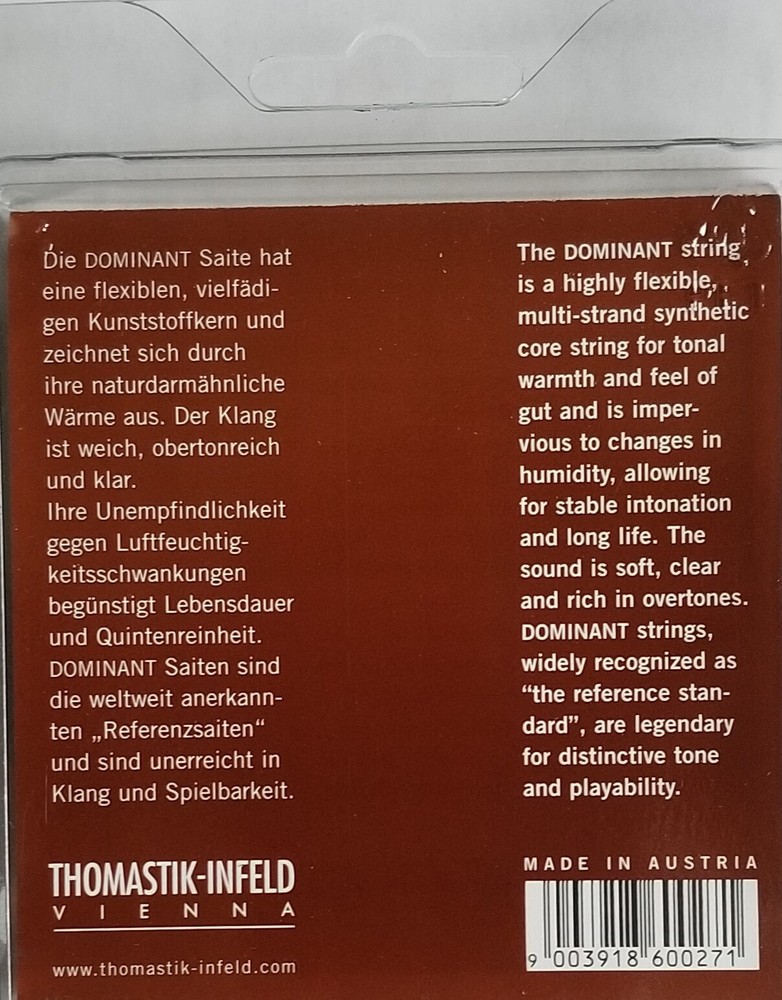 NEW THOMASTIC DOMINANT VIOLIN 1/4 SIZE STRING SET BALL END