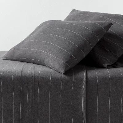 King Cotton Jersey Sheet Set Dark Gray Striped - Threshold