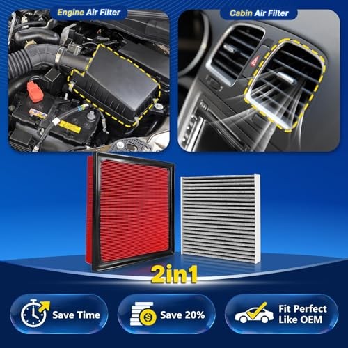 Cabin Engine Air Filter Kit for Highlander 2014 2015 2016 2017 2018 2019