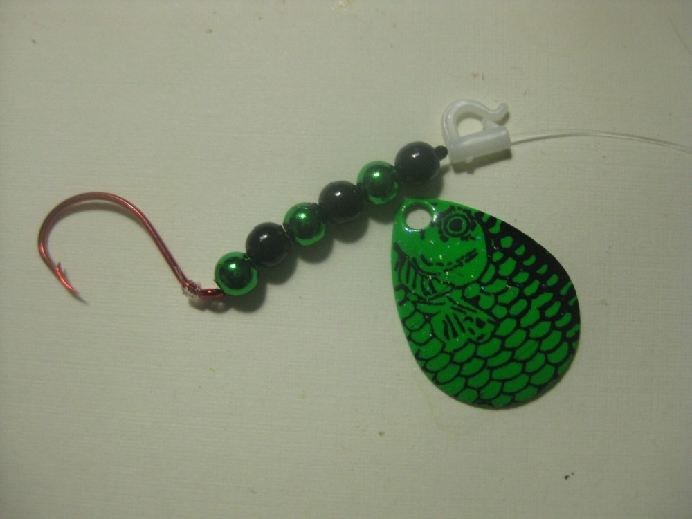 Walleye 1 Hook Spinner Rigs ( Green Fish Scale)