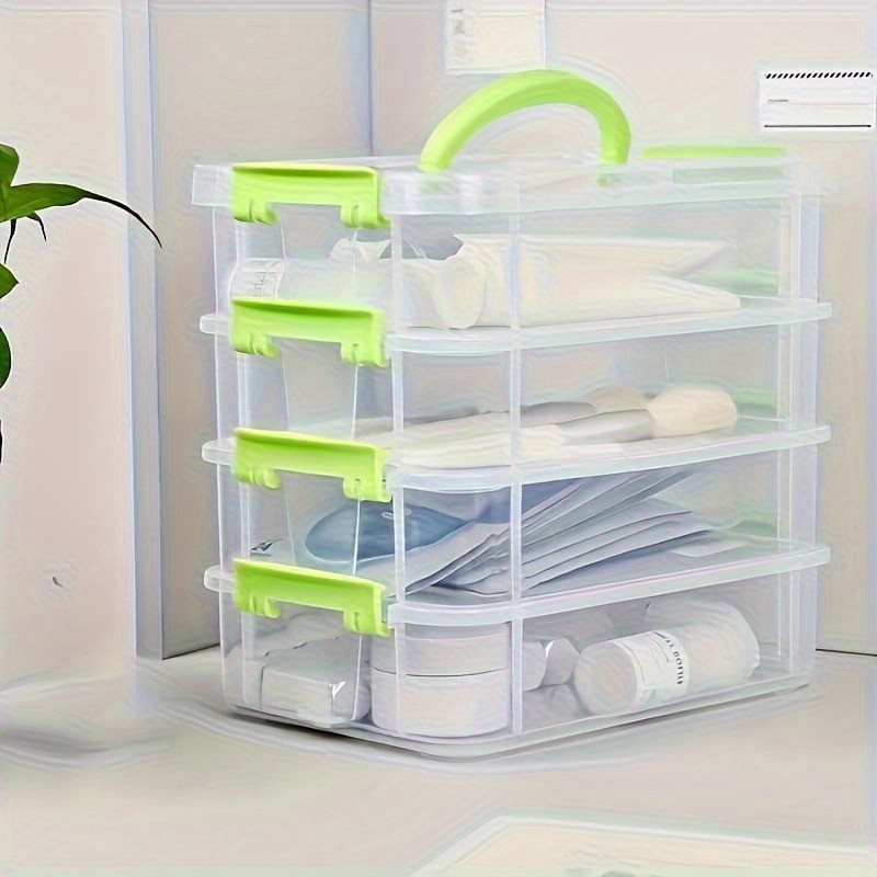 4 Tier Stackable Storage Containers, Adjustable Plastic Box Bead Storage 10x6x9"