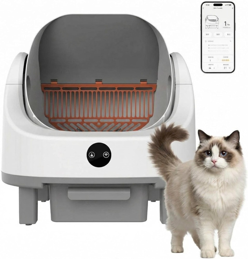 Self Cleaning Litter Box Open Top Automatic Litter Box 9L Waste Bin APP Control