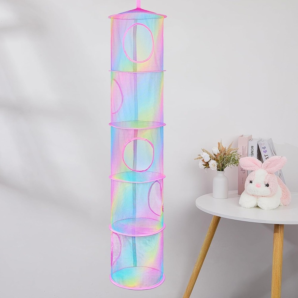Creative 5-Tier Stuffed Animal Net - Colorful Storage Solution for Kids