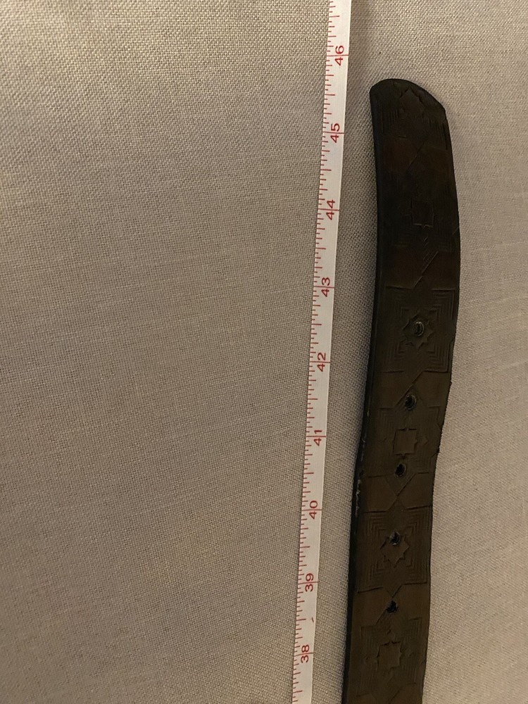 Relic Leather Espresso Studded Engraved Silvertone Hardware Belt