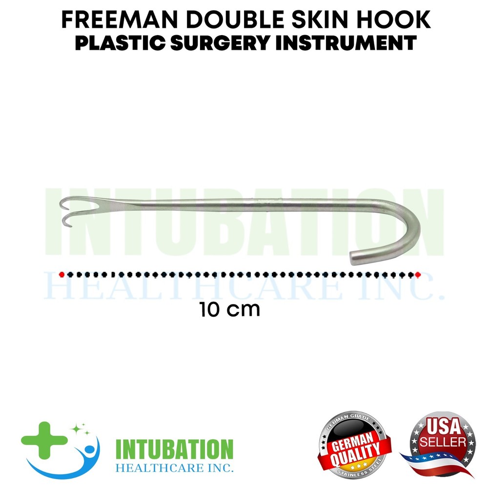 Freeman Double Skin Hook 2 Sharp Prongs Breast Retractors Plastic Surgery Tools