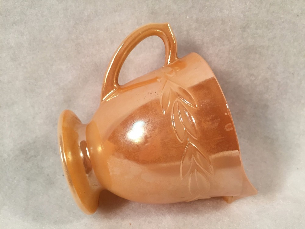 Fire King Peach Luster LAUREL LEAF Cream & Sugar