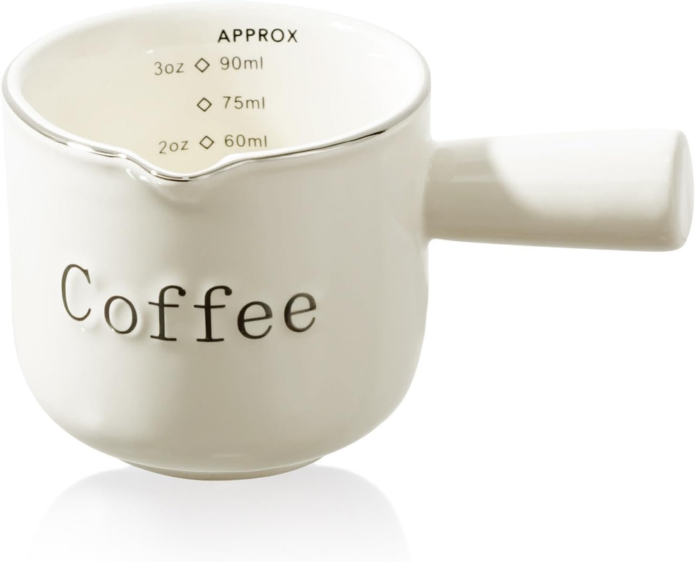 Espresso Cups Ceramic with Handle, Measuring Cup with Dual Scale, Espresso Shot
