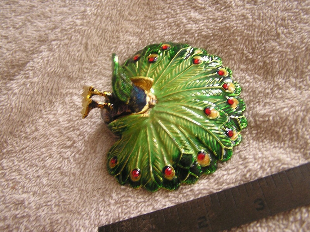 Beautiful Colorful Peacock Bird Hinged Trinket Box