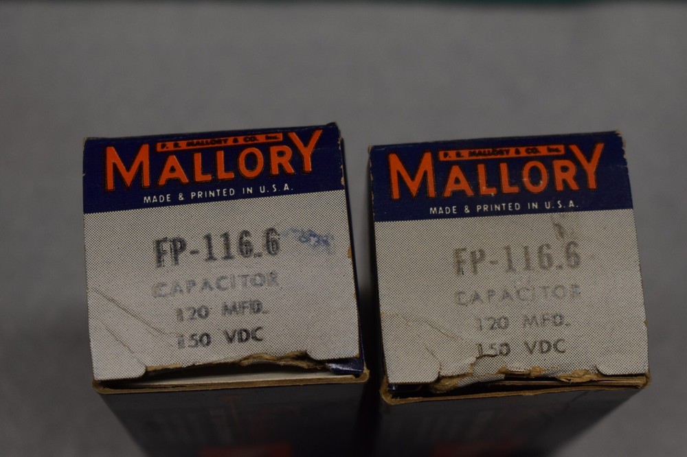 Mallory NOS 120 uF 150 Vdc Electrolytic Can Capacitors Tested Pair