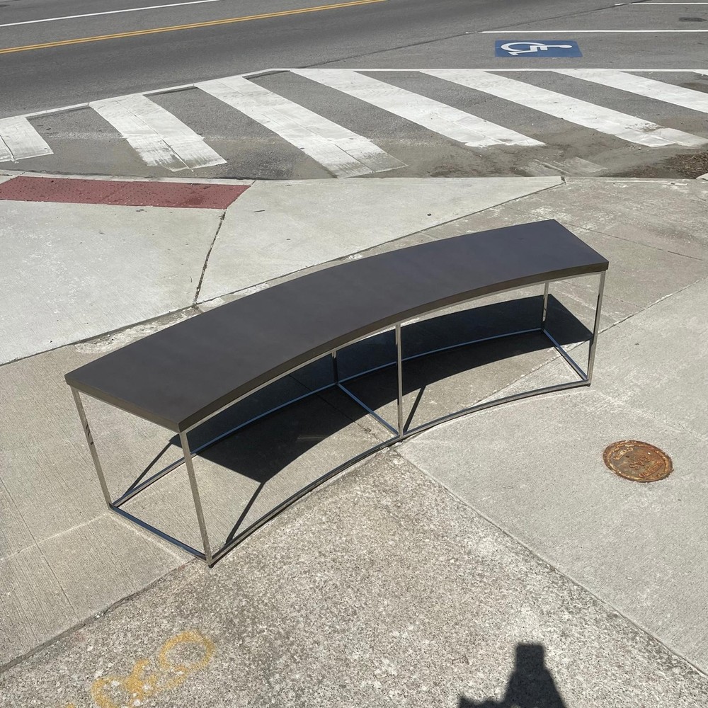 Classic Curved Sofa Table in Grey by Thayer Coggin Designed by Milo Baughman