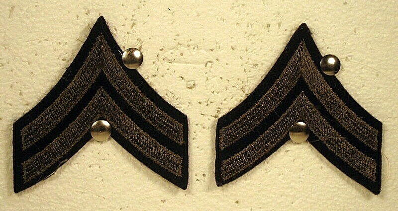 US Army Corporal Rank Patch Insignia Pair Obsolete WW II Version 1