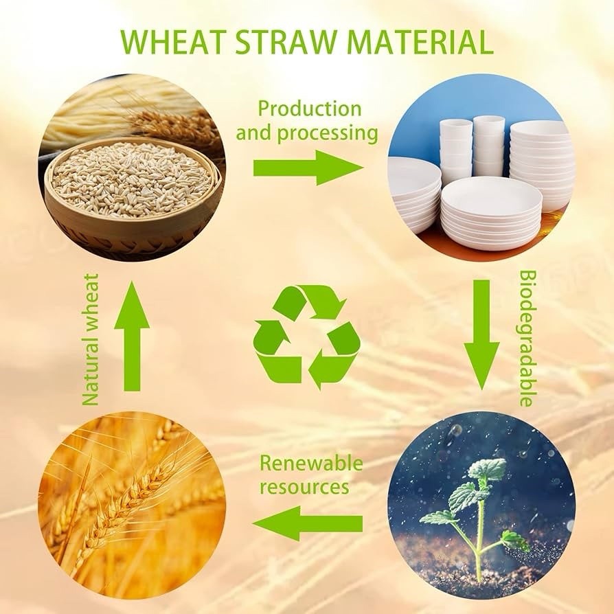 32pcs Wheat Straw Dinnerware Microwave Dishwasher Safe Dish Sets for 8 Beige
