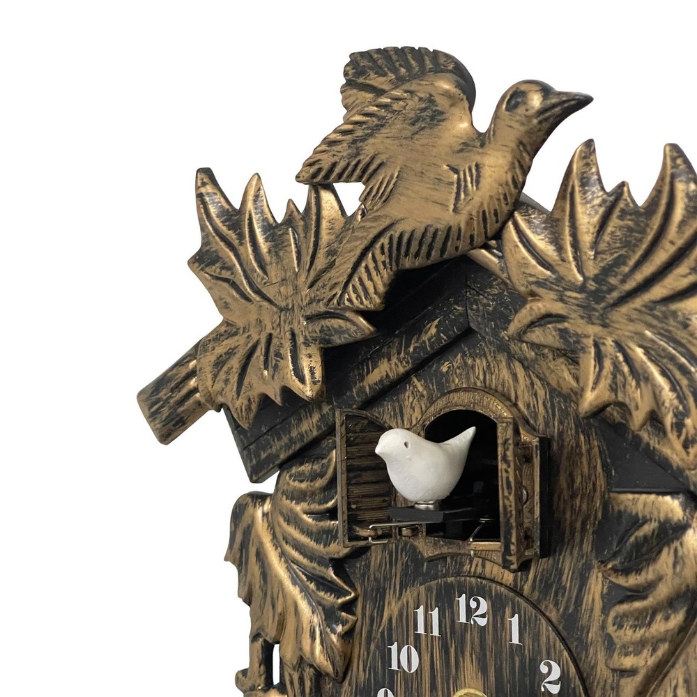 NEW WALPLUS Vintage Cuckoo Clock Brown Chiming Bird Flapping Adjustable Volume