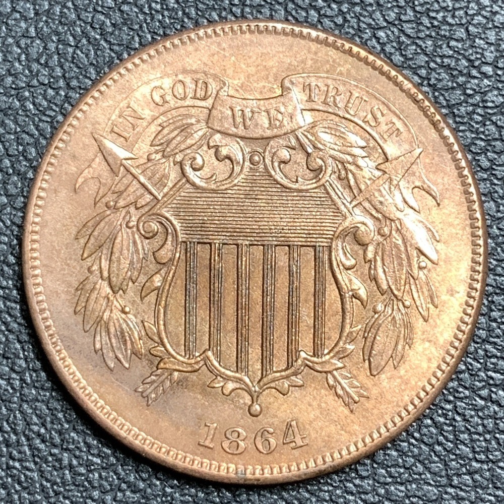 1864 2C LARGE MOTTO TWO CENT "HIGH GRADE" "COLOR"