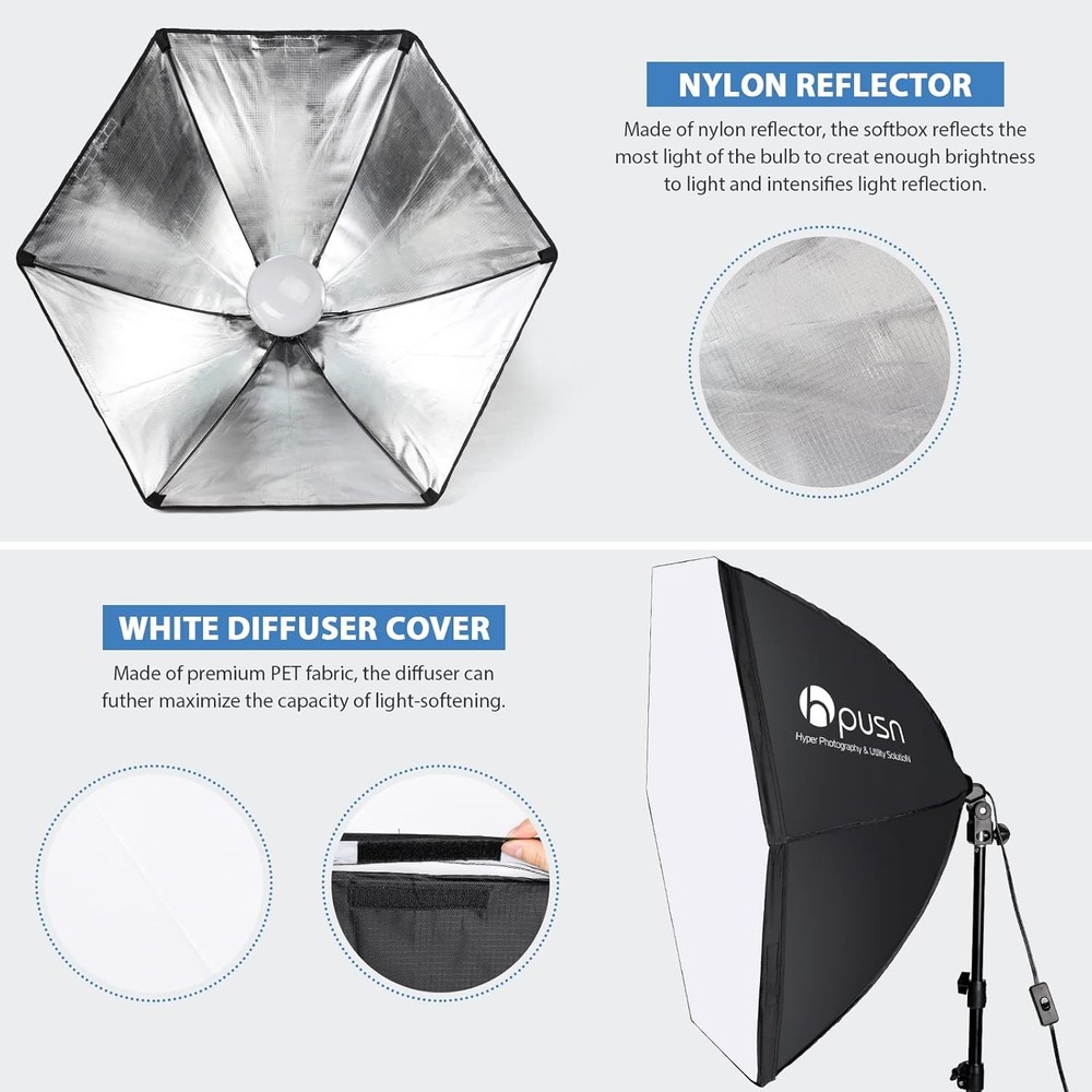 Continuous Photo Lighting Softbox 30x30in 2 Bulbs