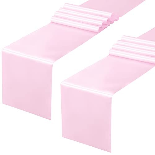 Horbaunal Pack Satin Table Runner 1x 108 Inch, Smooth Table 2 Light Pink