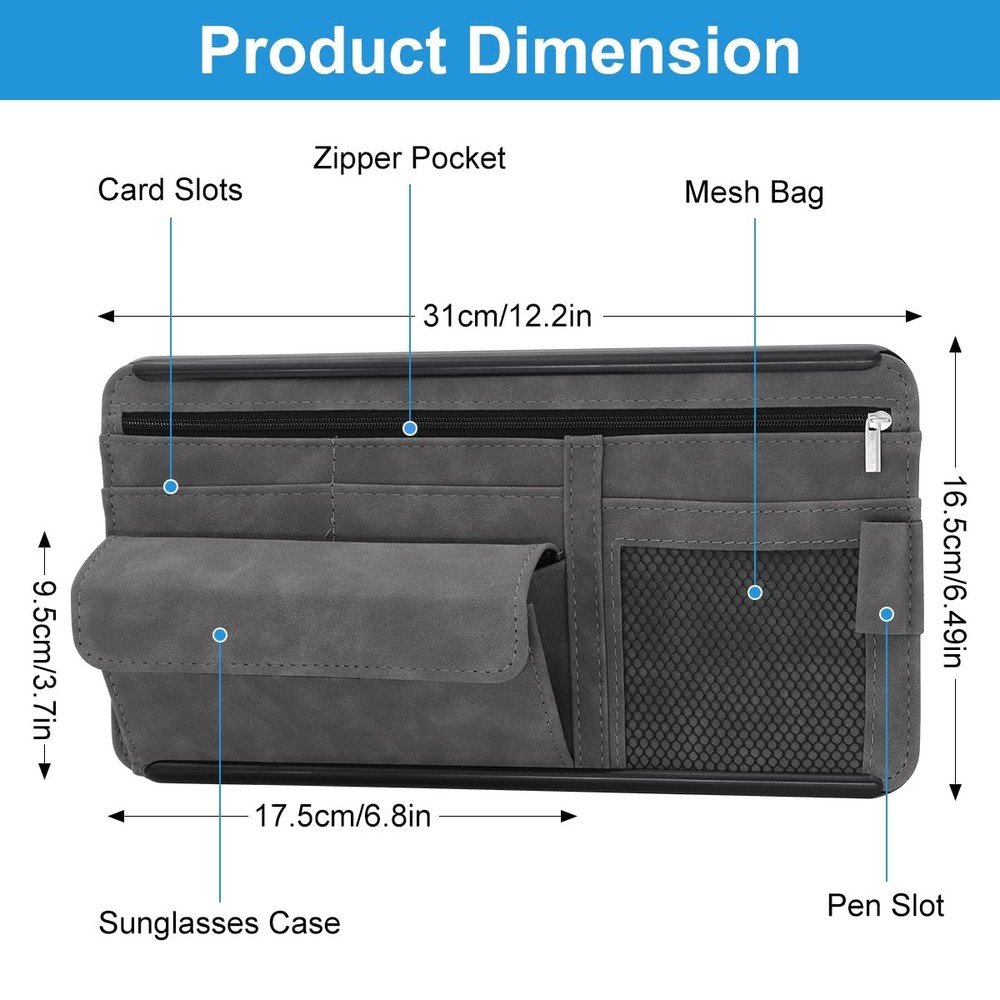 HADEEONG Sun Visor Organizer, Multi-Pocket Auto Visor Organizer for Car, SUV ...