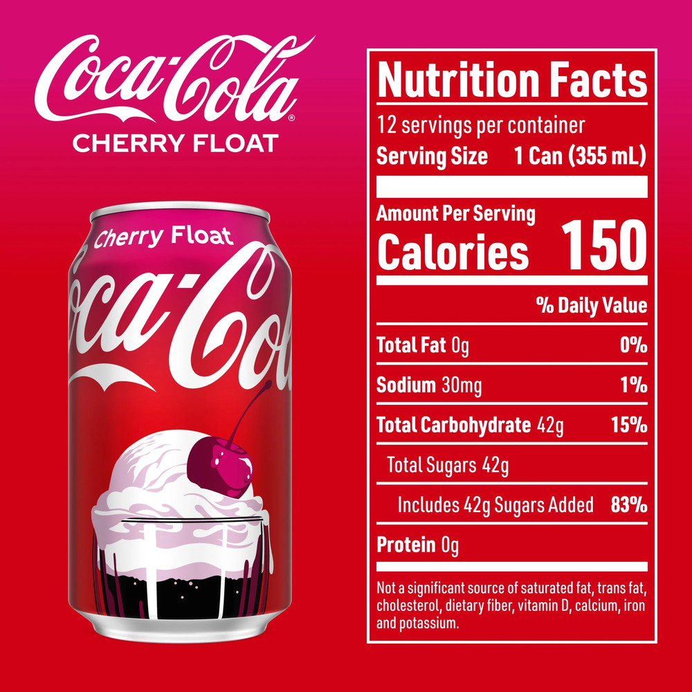 Coca-Cola Cherry Float Soda Pop Fridge Pack Cans, 12 Fl Oz, 12 Pack