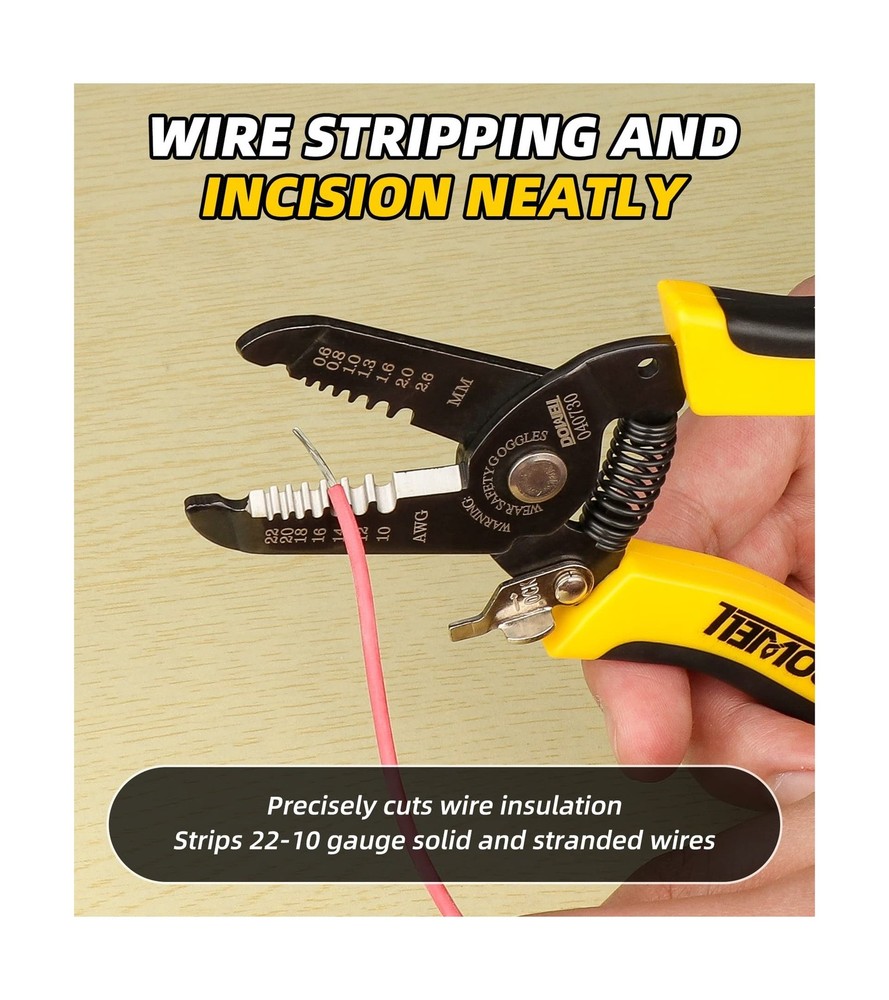DOWELL 10-22 AWG Wire Stripper Cutter Wire Stripping Tool And Multi-Function ...