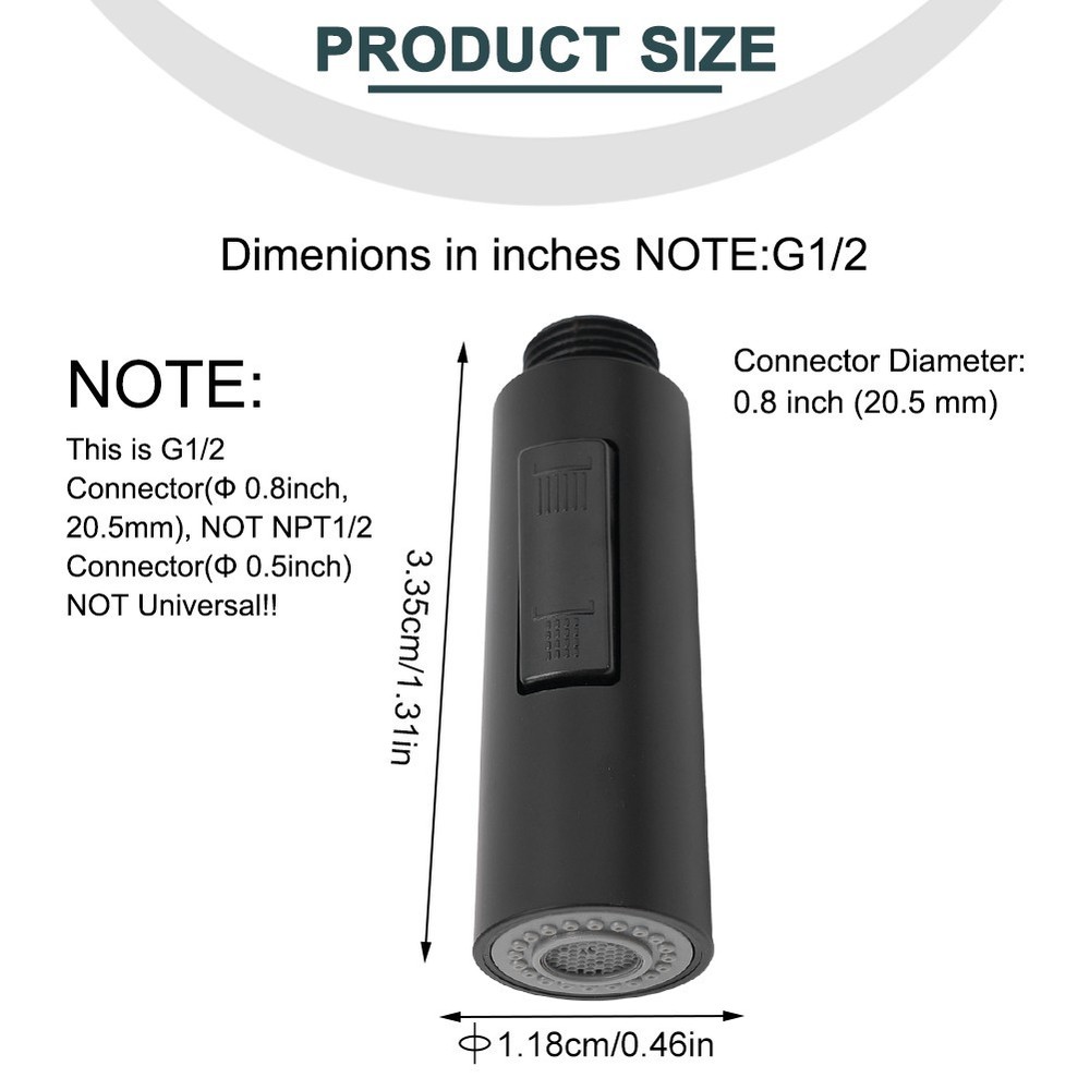 Pull Out Spray Shower Head Setting Kitchen Spare Replacement Tap Sprayer Black