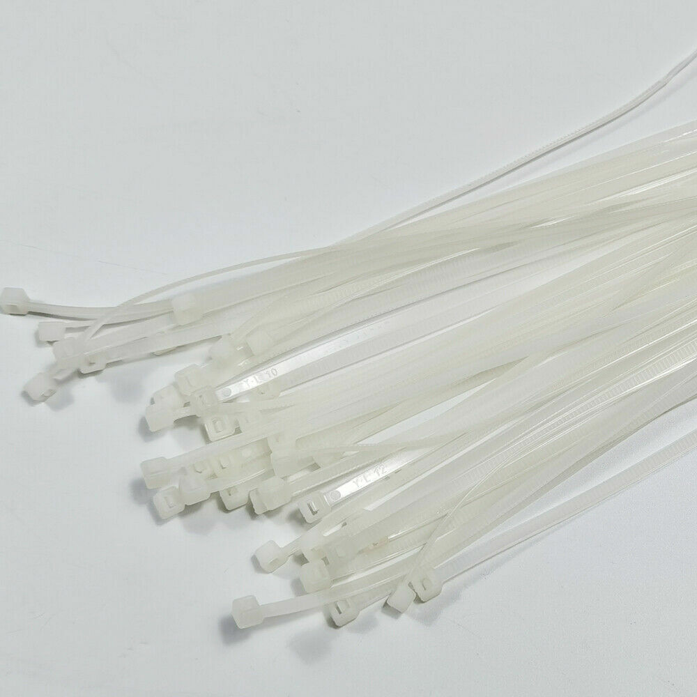 50pcs Cable Zip Ties White, Self-Locking Nylon Plastic White Zip Ties 4mm 200mm