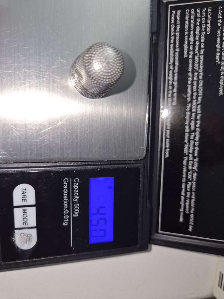 Antique Solid Silver Thimble Weighing 4.50Grms