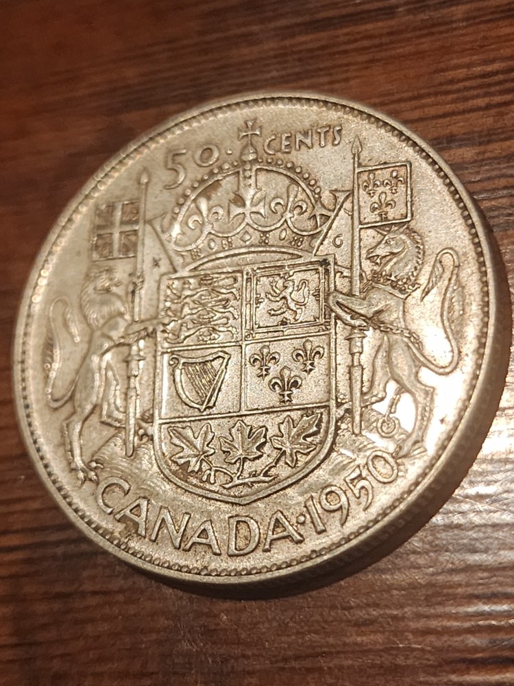 1950 Canada 50 Cents Design Silver Coin