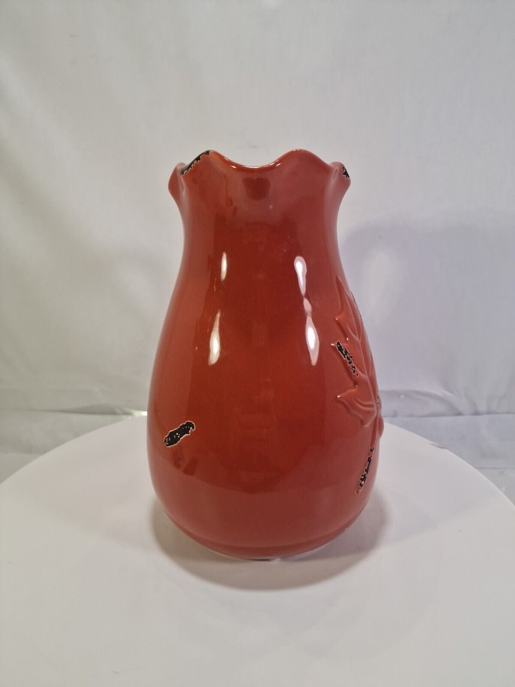 Rare Orange Unique Pitcher leaf design rustic looking, C3