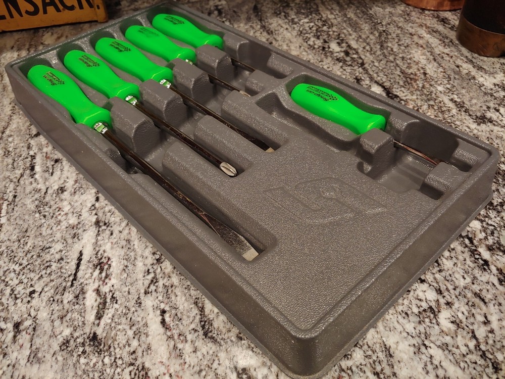 Snapon Tools 7pc Racing Hard Handle Screwdriver Set (Missing 1) - GREEN