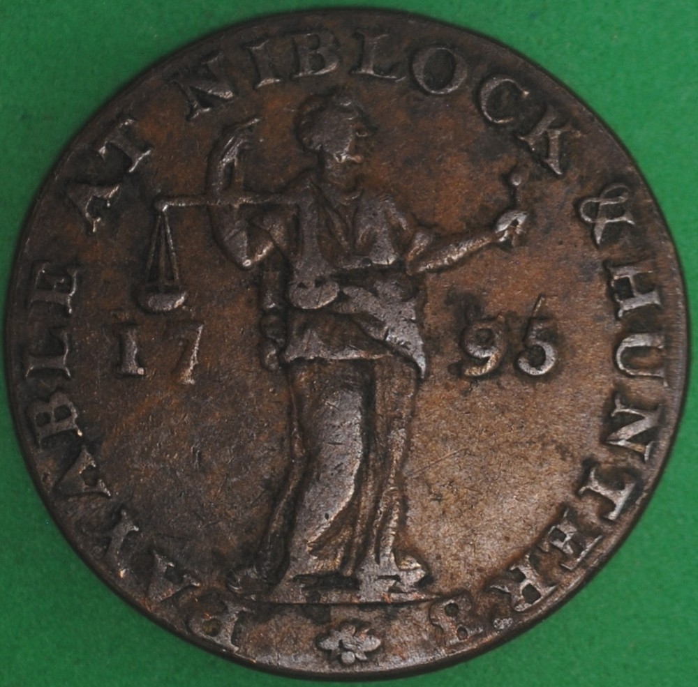1795 Bristol Halfpenny VF Conder Token Repunched Date