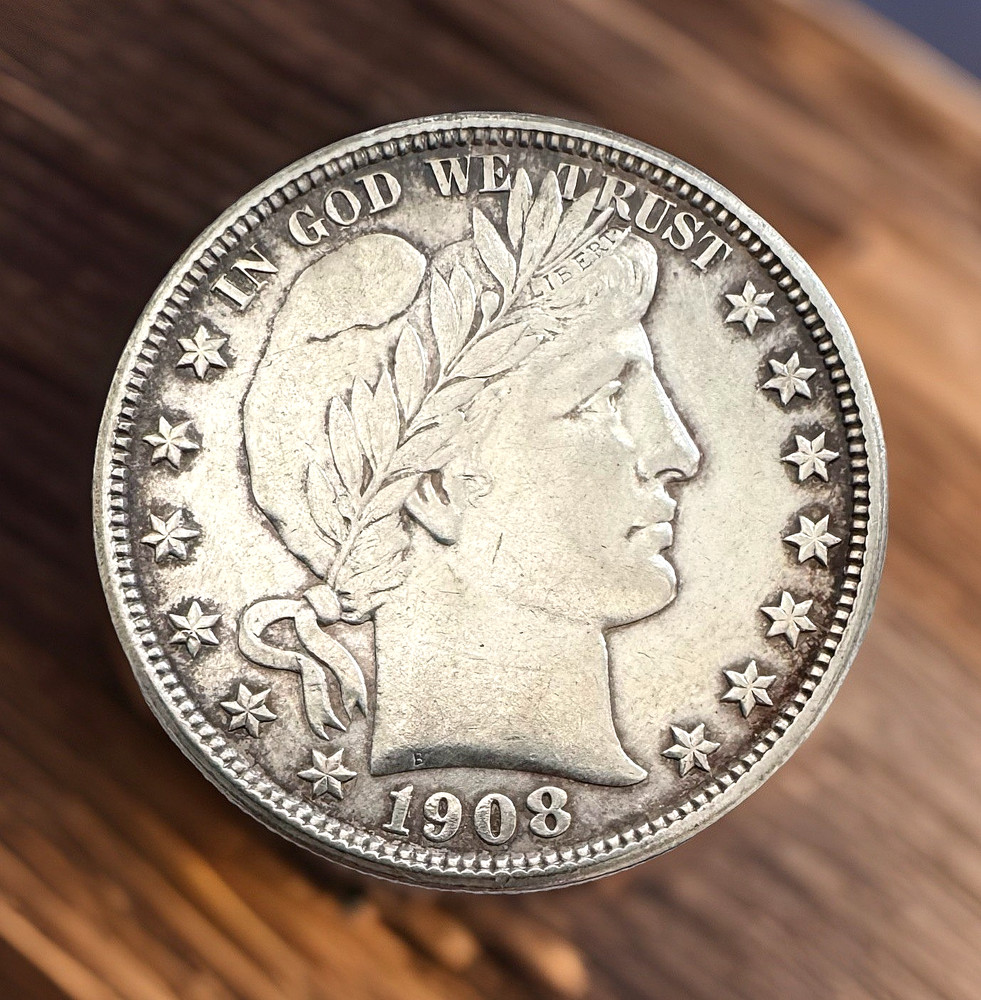 1908d 50c Barber Half Dollar AU