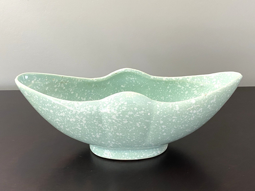 Mid Century Pottery Planter Splatterware Speckle Pattern Vintage 11" Long