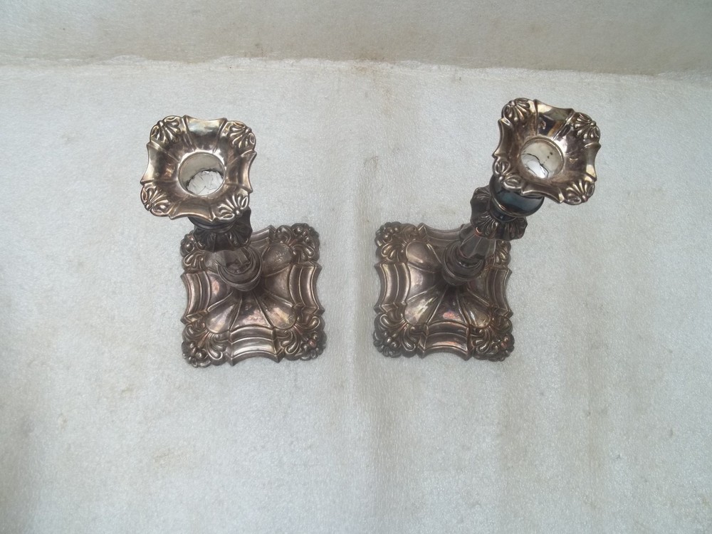 Antique Victorian Silver Plated Candlesticks.