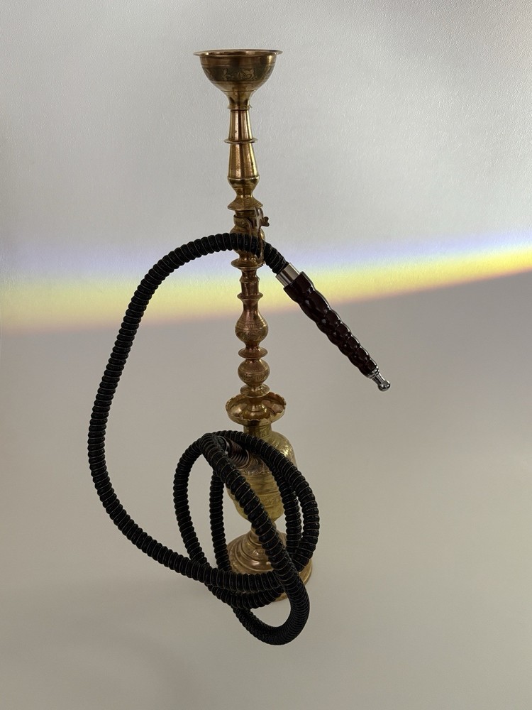 Vintage Brass Hookah 21” Etched Middle Eastern Style – Complete Set