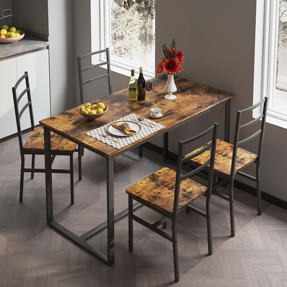 5-piece set table and chair with backrest, industrial style, solid structure
