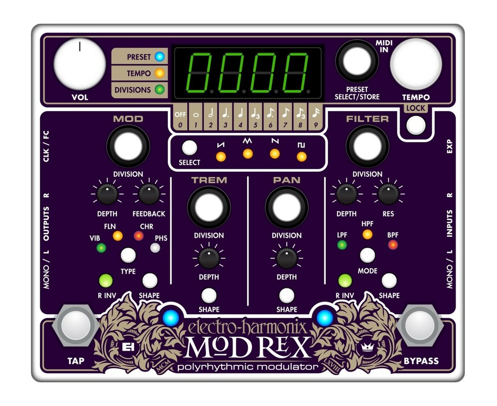 New Electro-Harmonix EHX Mod Rex Polyrhythmic Modulator Pedal! Modrex!