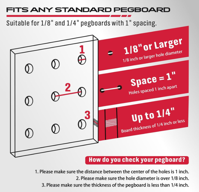 Pegboard Organizer Peg Board Hooks: 300-Piece Hooks for Black