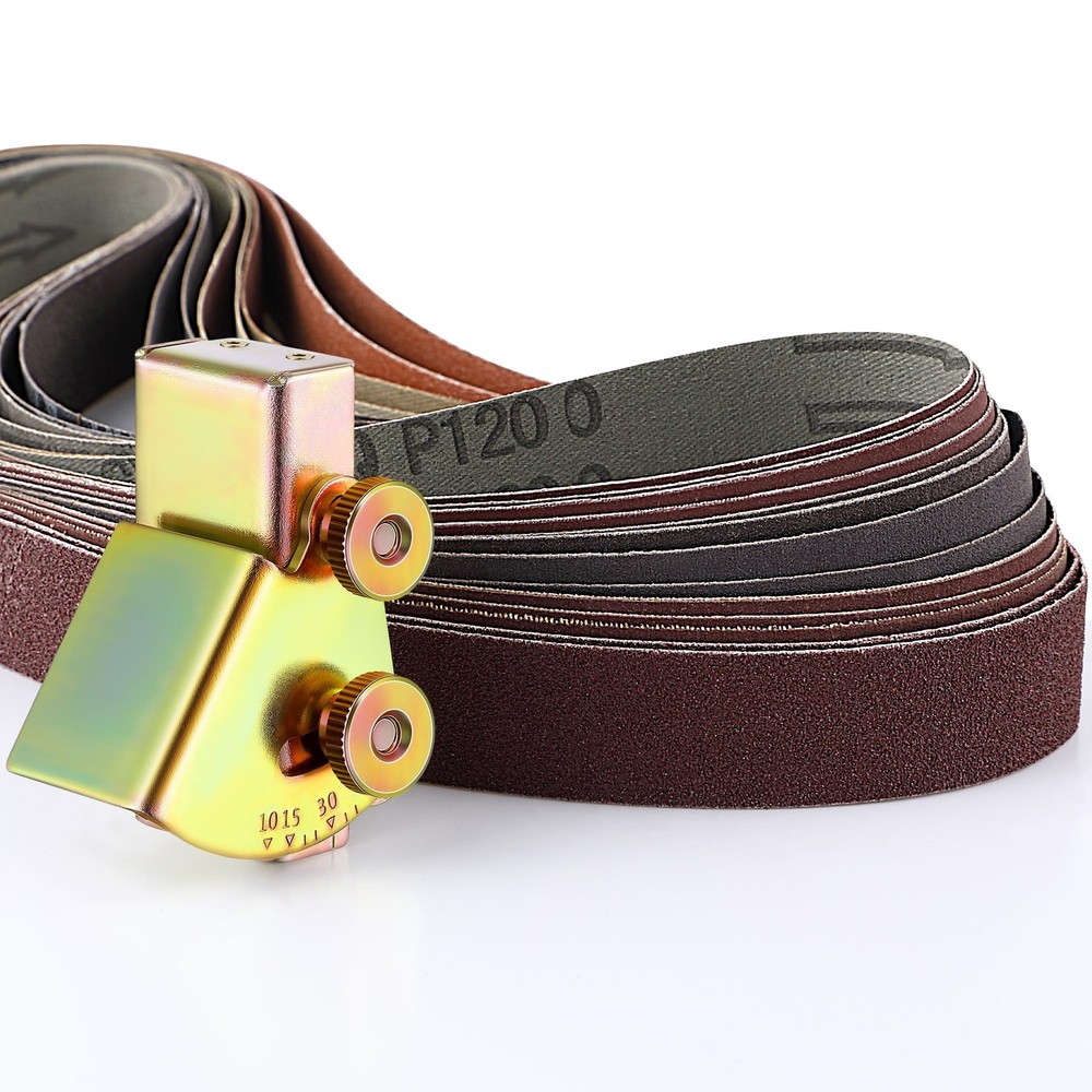 12 Pack 1x30 Sanding Belts with Adjustable Knife Sharpening Angle Guide